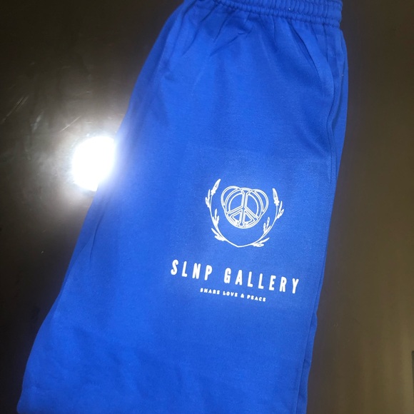 SLNP Gallery Share Love & Peace Lightweight Blue Joggers - Picture 1 of 4
